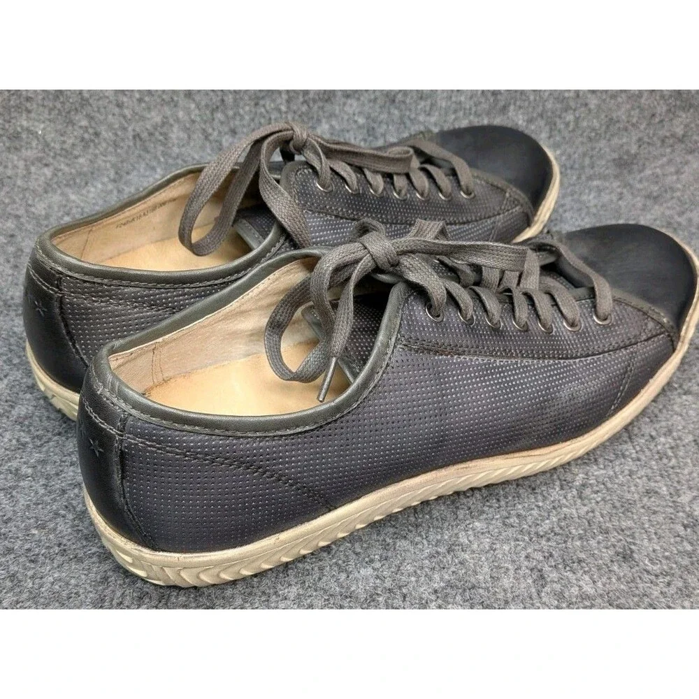 John Varvatos USA Mens 11M Black Leather Low Top Sneakers Casual Lace Up Shoes